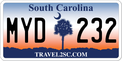 SC license plate MYD232