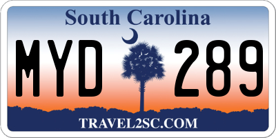 SC license plate MYD289