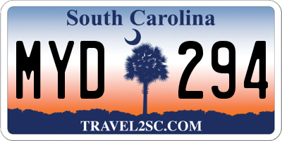 SC license plate MYD294