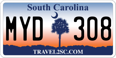 SC license plate MYD308