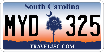 SC license plate MYD325
