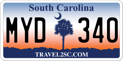 SC license plate MYD340