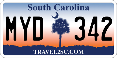 SC license plate MYD342