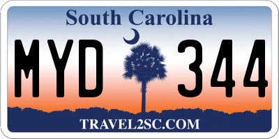 SC license plate MYD344
