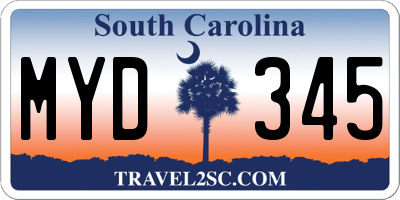 SC license plate MYD345