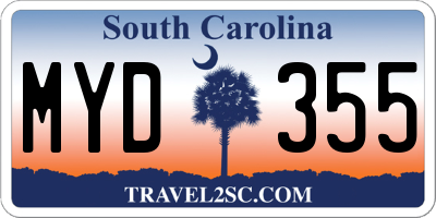 SC license plate MYD355