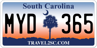SC license plate MYD365