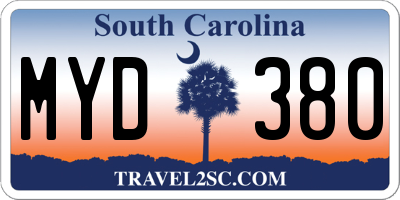 SC license plate MYD380
