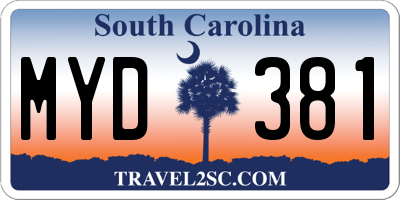 SC license plate MYD381