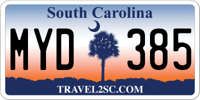 SC license plate MYD385