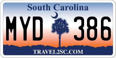 SC license plate MYD386
