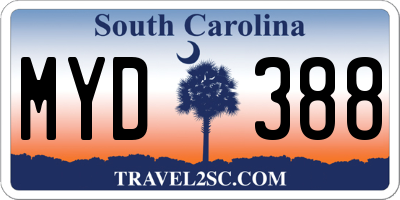 SC license plate MYD388