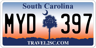 SC license plate MYD397