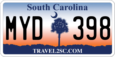 SC license plate MYD398