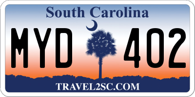 SC license plate MYD402