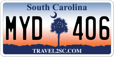 SC license plate MYD406