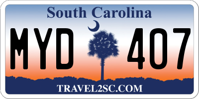SC license plate MYD407