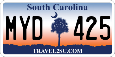 SC license plate MYD425
