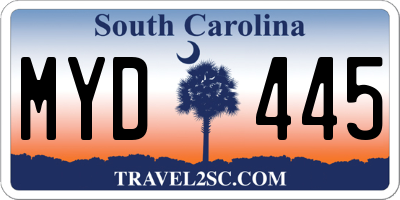 SC license plate MYD445