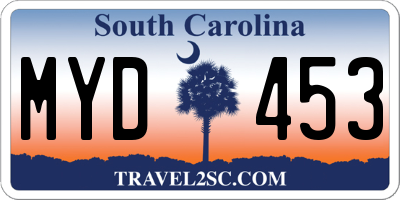SC license plate MYD453