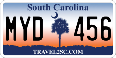 SC license plate MYD456