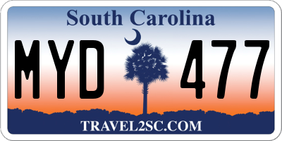 SC license plate MYD477