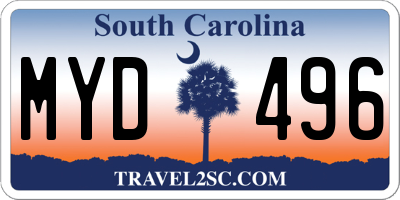 SC license plate MYD496