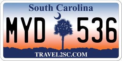 SC license plate MYD536