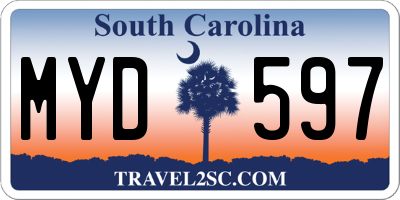 SC license plate MYD597