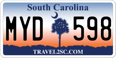 SC license plate MYD598