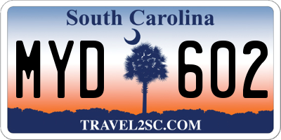 SC license plate MYD602