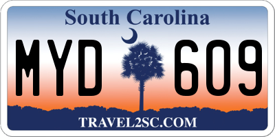 SC license plate MYD609