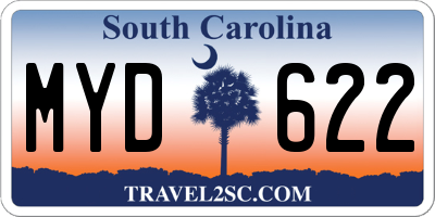 SC license plate MYD622