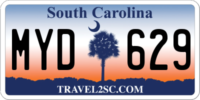 SC license plate MYD629