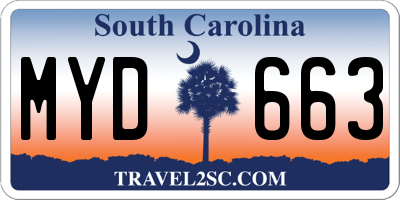 SC license plate MYD663