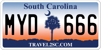 SC license plate MYD666