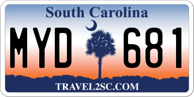 SC license plate MYD681