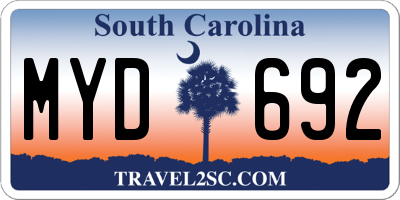 SC license plate MYD692