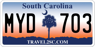 SC license plate MYD703