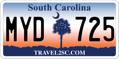 SC license plate MYD725