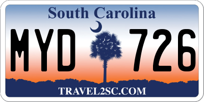 SC license plate MYD726