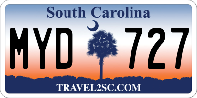 SC license plate MYD727