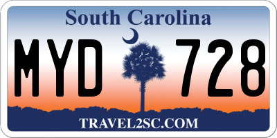 SC license plate MYD728