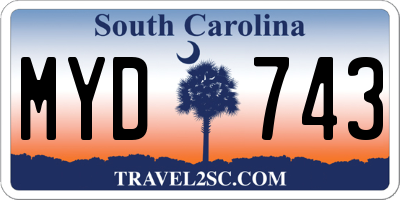 SC license plate MYD743