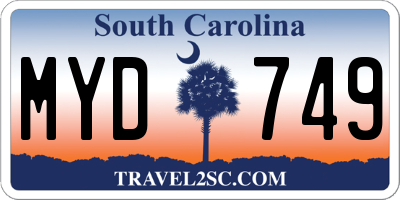 SC license plate MYD749