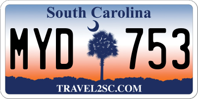 SC license plate MYD753