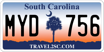 SC license plate MYD756