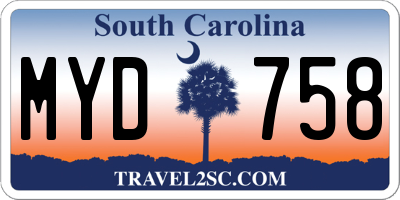 SC license plate MYD758