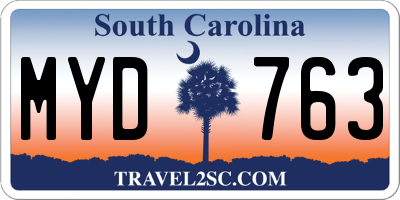 SC license plate MYD763