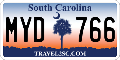 SC license plate MYD766